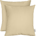 RSH DECOR: Sunbrella Square Throw Pillows Set of 2 | 17" x 17" | Water and Fade-Resistant Performance Fabric | Outdoor Pillow Covers with Down-Alternative Inserts | Canvas Antique Beige