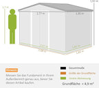 Outsunny 9' x 6' Outdoor Storage Shed, Garden Tool Metal Shed with Foundation Kit, Double Lockable Door, Air Vents and Sloping Roof, for Backyard, Patio, Lawn, Dark Gray