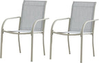 Outdoor Dining Chairs Set of 2, Stackable Patio Chairs with Textilene Fabric, Lightweight Garden Chairs for Poolside, Backyard, Camping, Beige