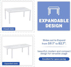 Soleil Jardin Aluminum Patio Extendable Dining Table, 59" - 83", Adjustable Indoor Outdoor Furniture Rectangle Table for 6-8 Person Porch Deck Garden, White