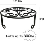 2 Pack 13in Diameter Metal Plant Stand for Indoor Outdoor Large Plants Flower Pot Heavy Duty Flower Pot Stand Holder,Rustproof Iron Round Plant Shelf for Planter Outdoor Plant Stand for Patio & Garden Décor (2 Pack 13 Diameter 5 inches Tall Black)