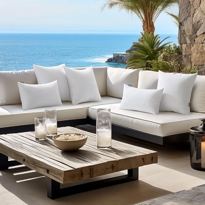 MIULEE Pack of 4 24x24 Inch Outdoor Pillow Inserts Waterproof Decorative Throw Pillow Insert, Square Lumbar Garden Pillow Form for Patio Sofa Couch