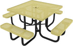 COATEDOUTDOORFURNITURE Heavy-Duty Portable Outdoor Picnic Table with Umbrella Hole, Punched Steel Commercial-Grade Patio Dining Furniture Made in America (46" Square Top, Textured Sandstone)