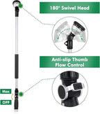 RESTMO 36” Long Watering Wand, Metal Garden Hose Wand with 180° Swivel Head and 10 Spray Patterns, Heavy Duty Hose Nozzle Sprayer with Thumb Flow Control, for Water Hanging Baskets, Shrubs, Silver