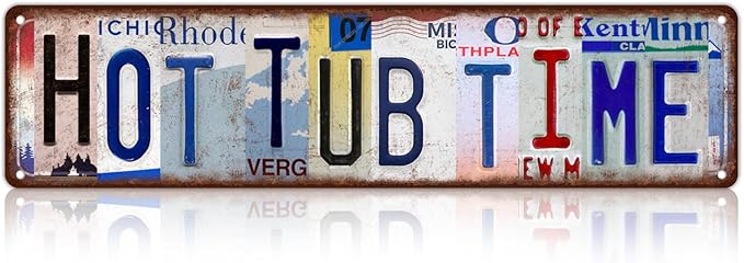 Vintage Hot Tub Time Wall Decor Street Signs Bathroom Metal Tin Signs 16 x 4 Inches