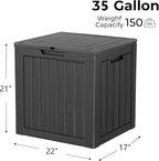 35 Gallon Deck Box, Resin Outdoor Indoor Waterproof Storage Box, Lockable Storage Box With Handle for Patio Furniture - Garden Tools - Swimming Pool Tools UV-Resistant, (Black)