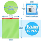 OKKEAI 2.6 Gallon Bathroom Drawstring Trash Bags, 60 Count Small Green Garbage Bags, Heavy Duty Tear-Resistant & Leak-Proof Wastebasket Liners for Kitchen, Bathroom, Office