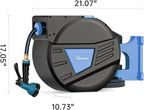 GARDENJOY Retractable Garden Hose Reel, 130ft x 1/2 inch Heavy Duty Garden Hose with 180°Swivel Wall Mounted Bracket, 10 Pattern Sprayer Nozzle, Any Length Lock & Slow Return System