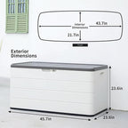 110 Gallon Deck Box Waterproof,Double-Wall Resin Outdoor Storage Boxes, Deck Storage for boat slip storage,Cushions, Pool Float, Garden Tools,Patio Furniture, Lockable (OFF-WHITE)
