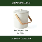 Bamboozle Countertop Compost Bin Kitchen | 1 Gallon | Odorless Composting Bin with Filters | Indoor Compost Bin with Lid | Plant Based Kitchen Composter for Food Scraps & Waste Recycling