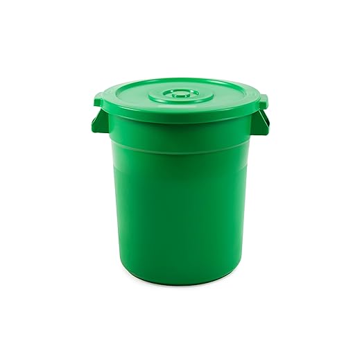 PRO&Family 20 Gallon Trash Can with Lid Round Ingredient Storage Containers Recycling Bin Kitchen Garbage Can Office Garbage Can Trash Barrel Plastic Barrel Yard Waste Bin Outdoor Trashcan (2, Green)