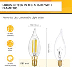 Hizashi E12 Candelabra Bulb 60 watt, E12 LED Bulb Dimmable, 5000K Daylight White, 90+ CRI 6W 550LM, CA11 Flame Tip LED Chandelier Light Bulbs Candelabra Base, UL Listed - 24 Pack