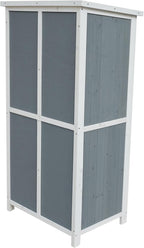 GDFStudio 54" Two-Tone Storage Shed Gray & White Design Outdoor Tool Storage House with Sloped Roof & 5 Customizable Compartments for Garden Patio Backyard, Gray