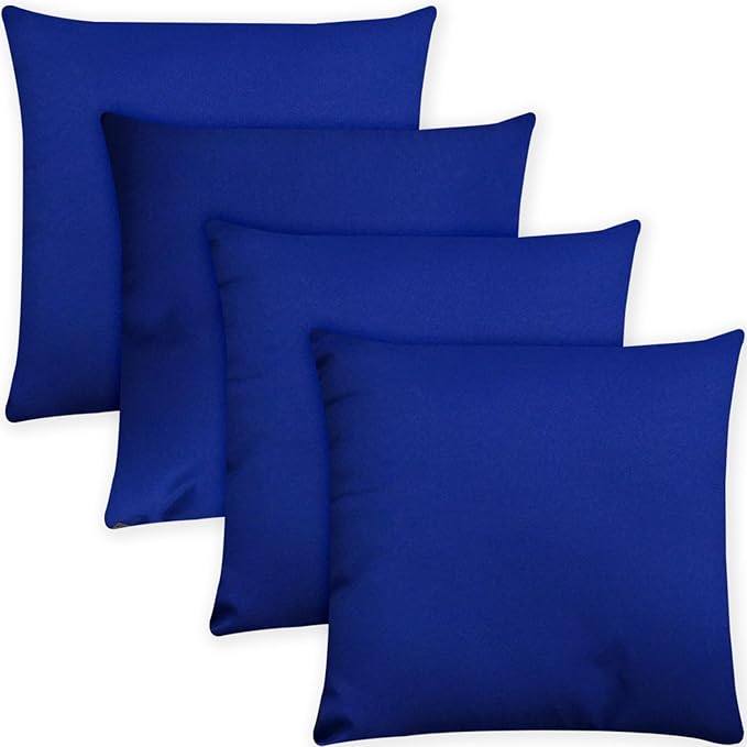 Covers & All Premium Square Throw Pillow Inserts with Covers Set of 4, 18 x 18 Inches Blue, Decorative Cushions for Couch Sofa Home Decor Office Travel UV Resistant Waterproof Soft Cushions Pillows