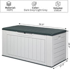 VINGLI Upgraded 158 Gallon Outdoor Storage Box, Lockable Resin Storage Containers with Lid, Wood-grain Finish Deck Box Patio Furniture for Garden, Pool, Balcony, Yard