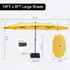 Sundale Outdoor 15ft Large Patio Umbrella with Base Included and Umbrella Cover, Outdoor Double-Sided Umbrella