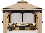 MASTERCANOPY 10x10FT Outdoor Patio Gazebo with Mosquito Netting for Backyard, Patio, Garden Beige