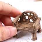 Brown Fairy Garden Furniture Ornaments Miniature Resin Chair Bench Doll House Decor Home Garden Miniatures Resin Micro Landscape Decoration Bench Furniture