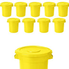 20 Gallon Trash Can With Lid Round Ingredient Storage Containers Recycling Bin Kitchen Garbage Can Office Garbage Can Trash Barrel Plastic Barrel Yard Waste Bin Outdoor Trashcan (10, Yellow)