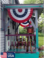 American Pleated Fan Flag Bunting. 100% Made in USA by Old Glory Bunting. 1.5 x 3 ft Stars & Sewn Stripes USA Indoor/Outdoor Cotton Bunting Banner. Perfect for July 4th and America 250 events.