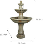 SunJet 51.5” High 3-Tiers Modern Concrete Outdoor Water Fountain - Round Large Outdoor Fountains and Waterfalls for Garden, Patio, Yard, and Deck Decor, Featuring Natural Stone Look