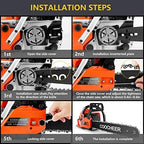 COOCHEER 62CC Gas Chainsaw, 20” 2-Stroke Portable Top Handle Woodcutting Saw with 2 Chain and Tool Kit, Chain saw Gas power for Tree Stumps, Tree Felling(Upgraded)