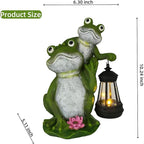 VKX Solar Garden Frog Statues with LED Lantern, Resin Outdoor Statues, Figurine Light,Cute Decoration, Outdoor Decor for Porch Patio, Yard Lawn, Housewarming Gift