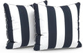 LVTXIII Outdoor Throw Pillows 18x18 Patio Waterproof Square Pillows with Piping Fade Resistant Accent Pillow for Spring Summer Garden Decoration, Set of 2, Cabana Navy