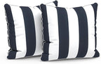 LVTXIII Outdoor Throw Pillows 18x18 Patio Waterproof Square Pillows with Piping Fade Resistant Accent Pillow for Spring Summer Garden Decoration, Set of 2, Cabana Navy