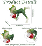 LAIDANLA Miniature Frog Figurines Funny Frog Garden Decor Outdoor Statue Plant Decorations for Garden Lawn Yard Ornament (Drinking Red Wine)
