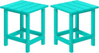MUCHENGHY Adirondack Outdoor Side Table Set of 2, 14.7" Patio Side Table Weather Resistant, HDPE Outdoor End Tables for Patio, Lake Blue