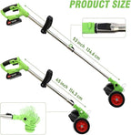 ALSO GO 24V Electric Weed Wacker, Cordless Weed Trimmer, Battery Powered Grass Trimmer with 2pcs Batteries, 3 in 1 Weed Eater with Wheels, Stringless Lightweight Grass Cutter for Lawn Garden Yard