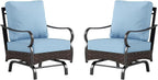 Sophia & William Extra Large Outdoor Patio Motion Sofa Chairs Set 2 PCS Heavy-Duty Metal Porch Furniture with High Back & Deep Seating Area, 5.5" Thicken Cushions for Deck, Lawn, Outside (Blue)