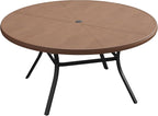 VICLLAX Outdoor Patio Round Dining Table, 53"x 53" Aluminum Tabletop for Deck Lawn Garden Backyard, Walnut
