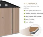 8X10FT Metal Outdoor Storage Shed - Galvanized Steel Waterproof Garden Shed with Lockable Doors & Vents, All-Weather Utility Tool Shed for Lawn Mower, Bike