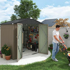 Flamaker 6x8 FT Storage Shed Waterproof Metal Garden Shed with Lockable Door Utility Tool Shed Outdoor Storage for Backyard, Patio and Lawn