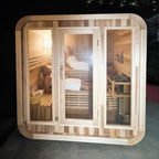 Outdoor Wood Sauna, Canadian Cedar Sauna 6 Person, 6 KW ETL Harvia Heater, with Front Large Glass Windows, Square with Wooden Bucket,Spoon(0-195 °F)