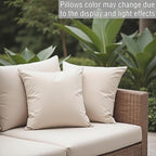 18" x 18" Throw Pillows, Outdoor Waterproof Pillows with Inserts, Square Decorative Pillows for Patio Furniture Garden Couch Sofa Home(Light Khaki, Set of 4)