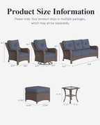 LayinSun 9 Piece Wicker Outdoor Furniture Set with 6-inch Comfy Cushions, High Back Patio Furniture Set with Swivel Rocking Chairs and Side Table