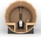 Smartmak Customized Outdoor Barrel Steam Sauna, 2-10 Person Canadian Hemlock/Red Cedar Traditional Wood Sauna Room with 220V ETL-Certified Heater, Backrest Headrest, Rocks, Light Accessories Included