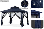 MASTERCANOPY Outdoor Garden Gazebo for Patios with Stable Steel Frame and Netting Walls (9x9,Navy Blue)