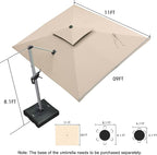 PURPLE LEAF 9' X 11' Patio Umbrella Outdoor Rectangle Umbrella Large Cantilever Umbrella Windproof Offset Heavy Duty Sun for Garden Deck Pool Patio, Beige