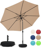 Sundale Outdoor 11 ft Patio Umbrella with Sand Bag Umbrella Base Included, Outdoor Umbrella with Tilt and Crank, Tan