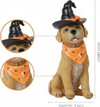 Halloween Decorations Indoor Dog Statue - Halloween Decor Figurine for Outdoor Indoor Mysterious Gothic Tabletop Puppy Sculpture Witch hat, Spooky Gifts Ghost Garden Decorations Rottweiler 5x7x13INCH