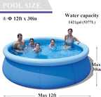 Inflatable Top Ring Swimming Pool, Blue (12ft x 30in)