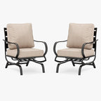 MFSTUDIO Metal Patio Conversation Sets, Outdoor Furniture Sofas Set of 2, 2 Pieces Durable Steel Frame Patio Rocking Chairs with 5.8" Beige Cushions for Patio Garden Backyard Balcony