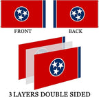 TN Tennessee State Flag 3x5 Outdoor Double Sided- 3Ply 240D 4 Rows Stitched- TN State Flag Of Tennessee- UV Fade Resistant With Canvas Header & 2 Brass Grommets- Double Sided Tennessee Sates Flags 3x5