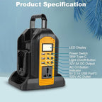 350W Power Inverter Compatible with Dewalt 20v Battery 2-Ports DC 20V to AC 110-120V Pure Sine Wave Battery Inverter with LED Light, 3 USB-A Port,1 Type-C Port,1DC Port for Camping Emergency