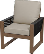 COOS BAY Natural Cedar Wood Patio Chair with Cushions, Durable Outdoor Furniture, Patio Dining Armchair for Deck, Porch, or Garden, 1 Piece, Brownish/Beige