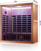 3-4 Person Infrared Sauna - Far Infrared Heating, Bluetooth Speakers, Okoume and Hemlock Wood, Movable Seat for Personalized Comfort